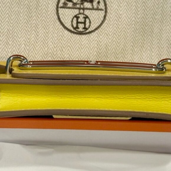 NIB Hermes Roulis Slim Wallet Evercolor Leather Lime Yellow PHW with Receipt - Picture 6 of 11